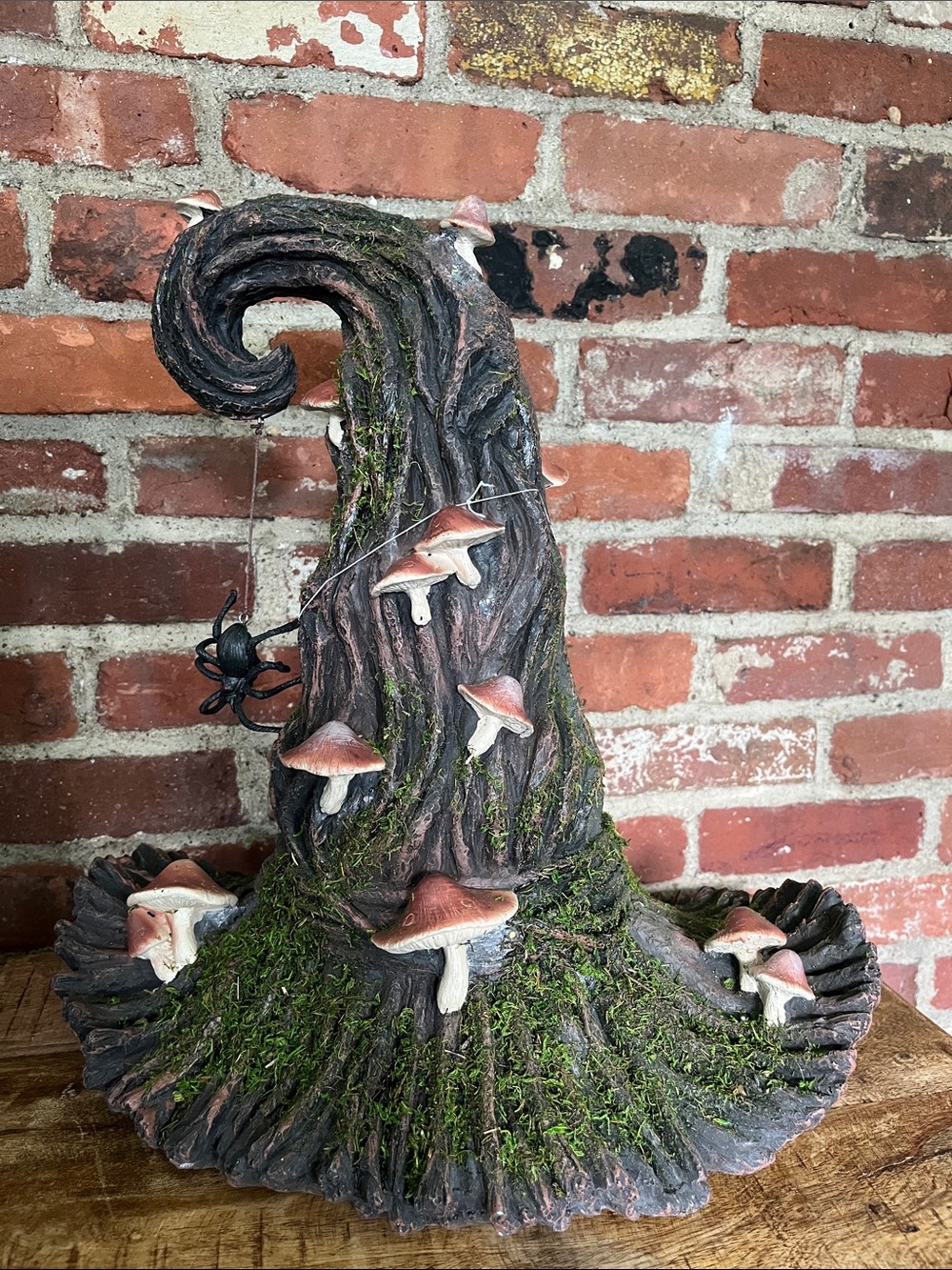 Woodland Mushroom Witch Hat Sculpture - Brown & Green Home Accent - Picture 1 of 13